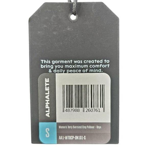 Alphalete Womens S Very Terry Oversized Cropped Pullover Sweatshirt in Onyx NWT - Picture 8 of 14